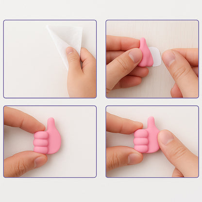 Pink Wukusy multifunctional hand shape wall clip hanger for keys and cables, versatile wall-mounted storage solution