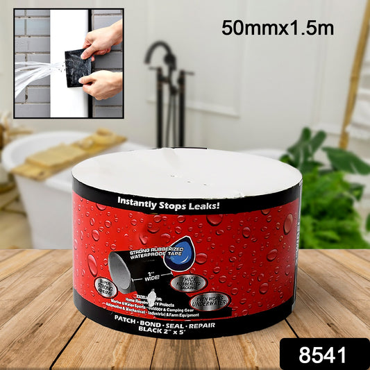 Wukusy leak-proof sealing tape, waterproof PVC adhesive strip for pipe repair and water leakage stopping, 50mm x 1.5m.