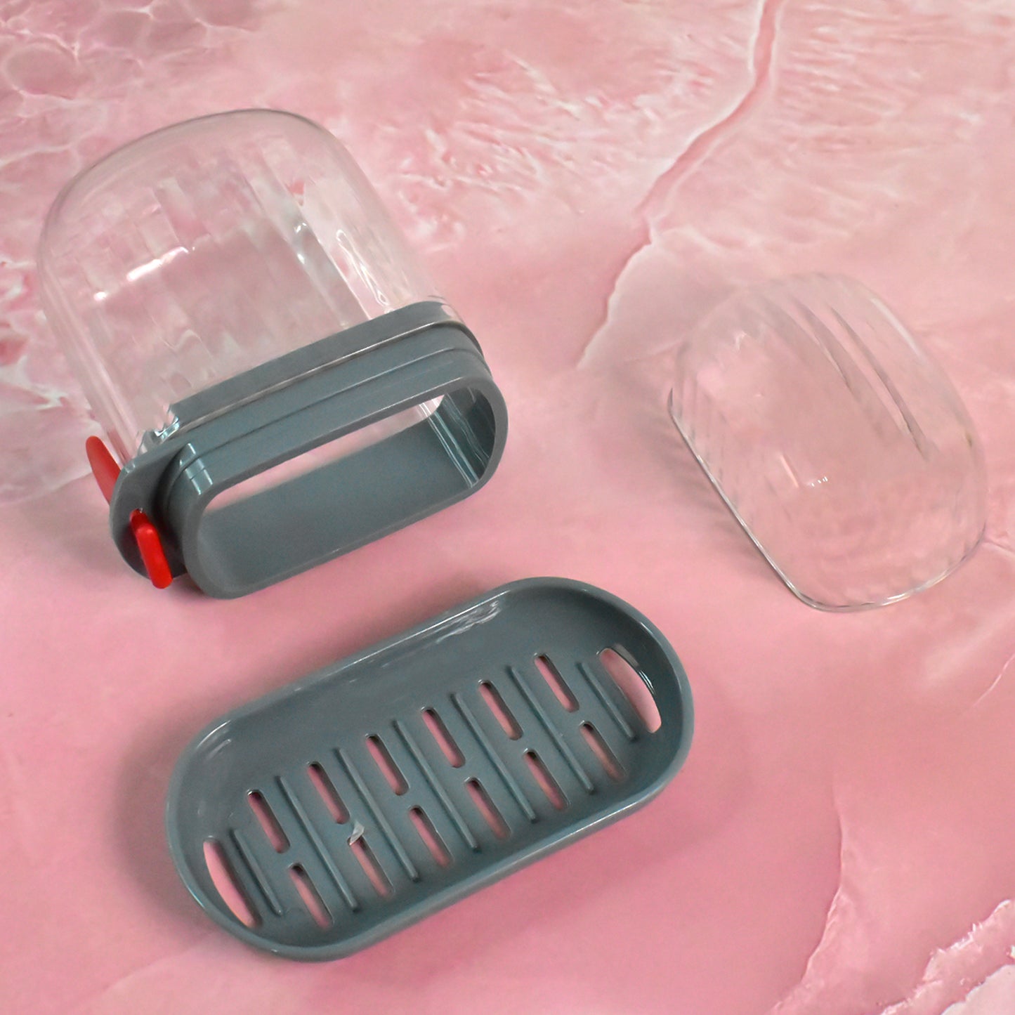 Wukusy multipurpose soap box holder with transparent dust-proof lid, suitable for kitchen or bathroom storage.