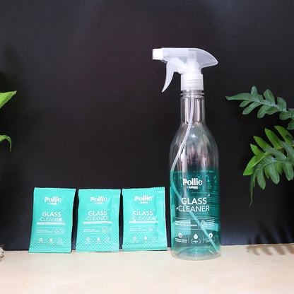 Wukusy Pollic Kadam concentrated glass mirror cleaner refill kit with reusable spray bottle, designed for home improvement and cleaning.