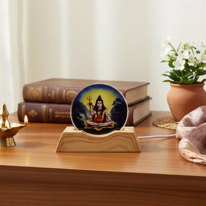 Wukusy 3D Creative Lord Shiva LED Night Lamp illuminated with intricate Lord Shiva design, perfect for ambient lighting.