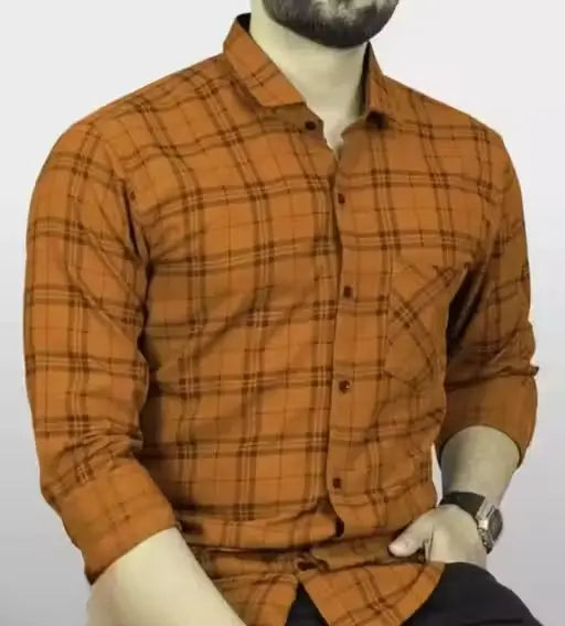 Men's Ekom cotton blend checked full sleeve shirt, suitable for formal, casual, and partywear in size M to XXL.