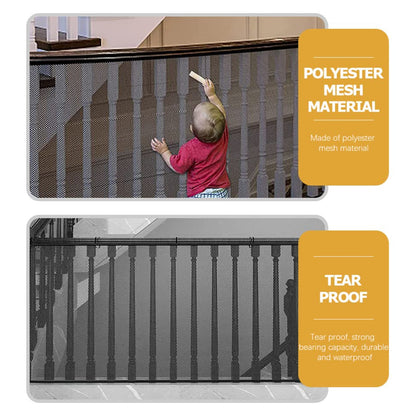 Wukusy kids balcony safety net set, 6 meters by 90 cm, securely installed to prevent falls and ensure child safety on balconies.