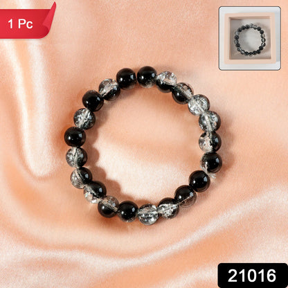 Elegant dual-tone crystal beaded stretch bracelet by Wukusy featuring sparkling beads on a flexible design.