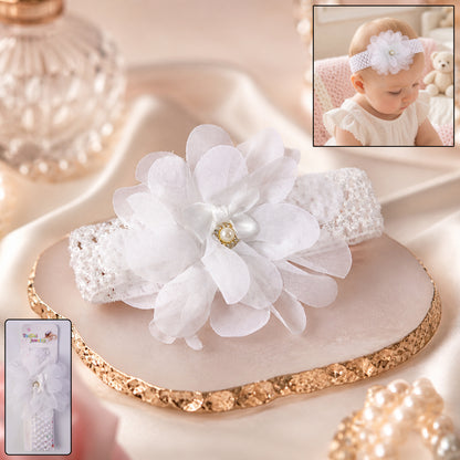 Soft elastic floral baby headband by Wukusy with stretchable, stylish design for infants and toddlers.