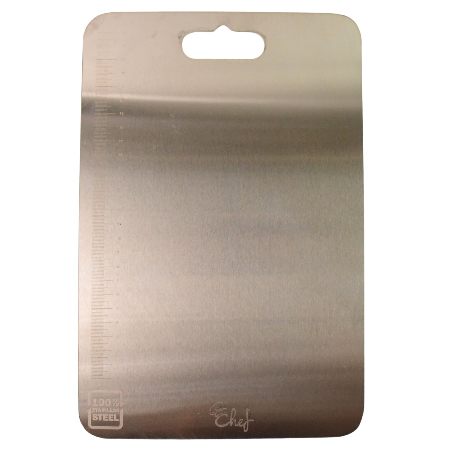 Wukusy stainless steel vegetable and fruit chopping board with a 31.20 cm surface, ideal for kitchen prep and food cutting.