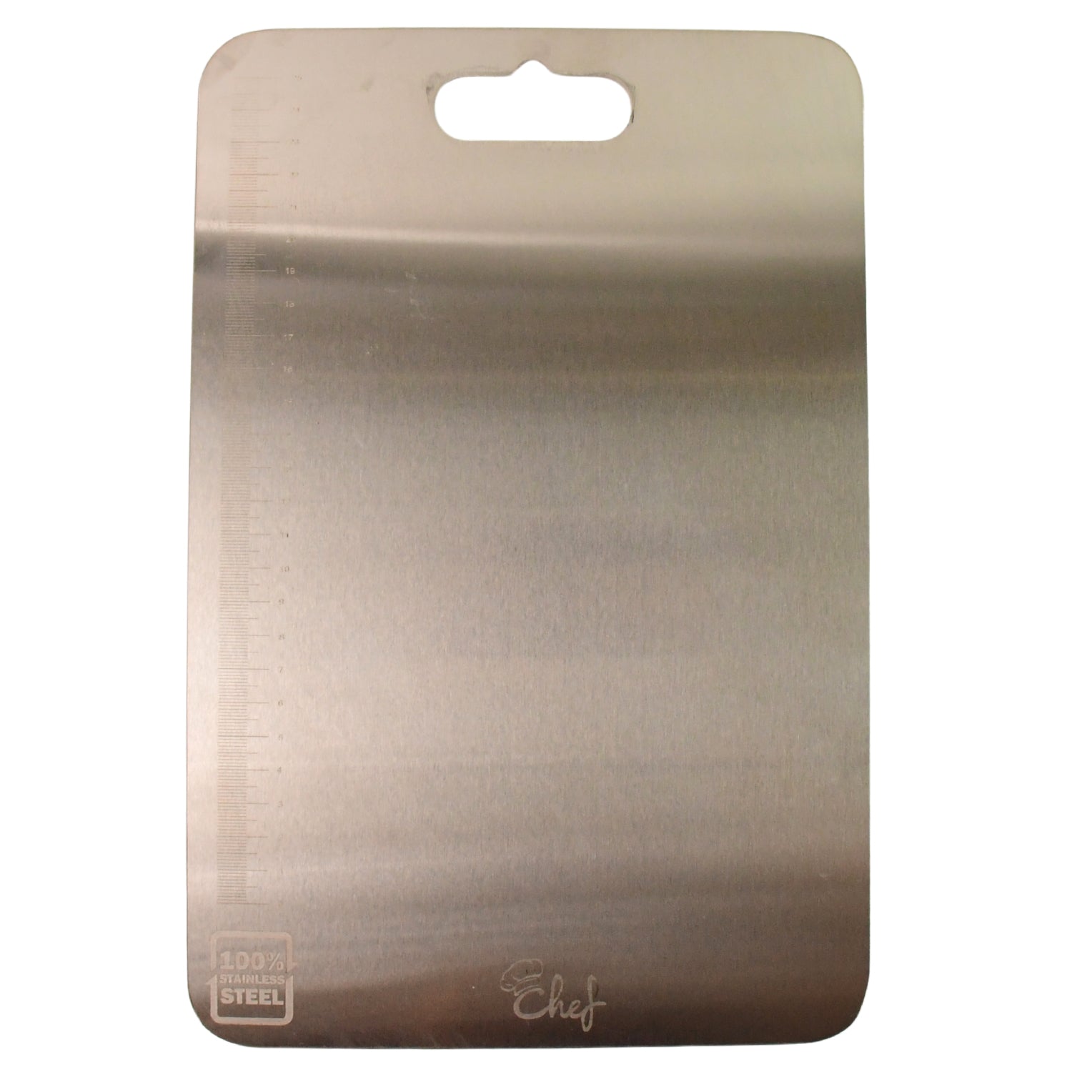Wukusy stainless steel vegetable and fruit chopping board with a 31.20 cm surface, ideal for kitchen prep and food cutting.