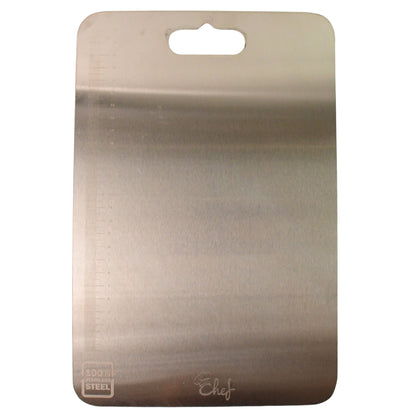 Wukusy stainless steel vegetable and fruit chopping board with a 31.20 cm surface, ideal for kitchen prep and food cutting.