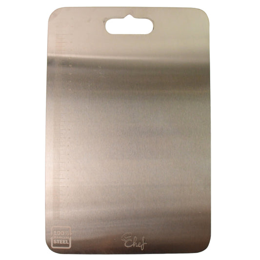 Wukusy stainless steel vegetable and fruit chopping board with a 31.20 cm surface, ideal for kitchen prep and food cutting.