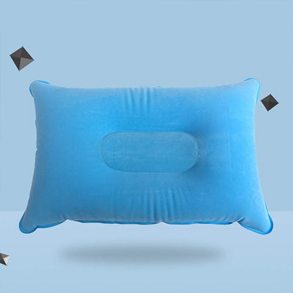 Wukusy comfortable inflating travel pillow in mixed colors, compact design for support during travel, shown partially inflated.