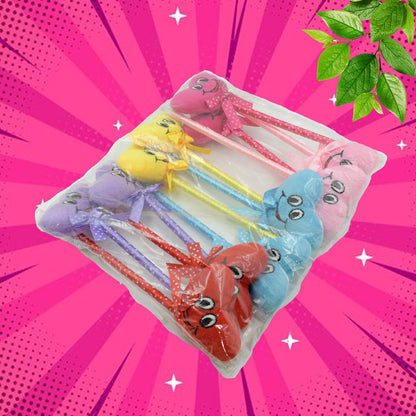 Wukusy set of 12 colorful cartoon heart-shaped rattle ball pens with smooth writing, ideal for kids’ events and celebrations.