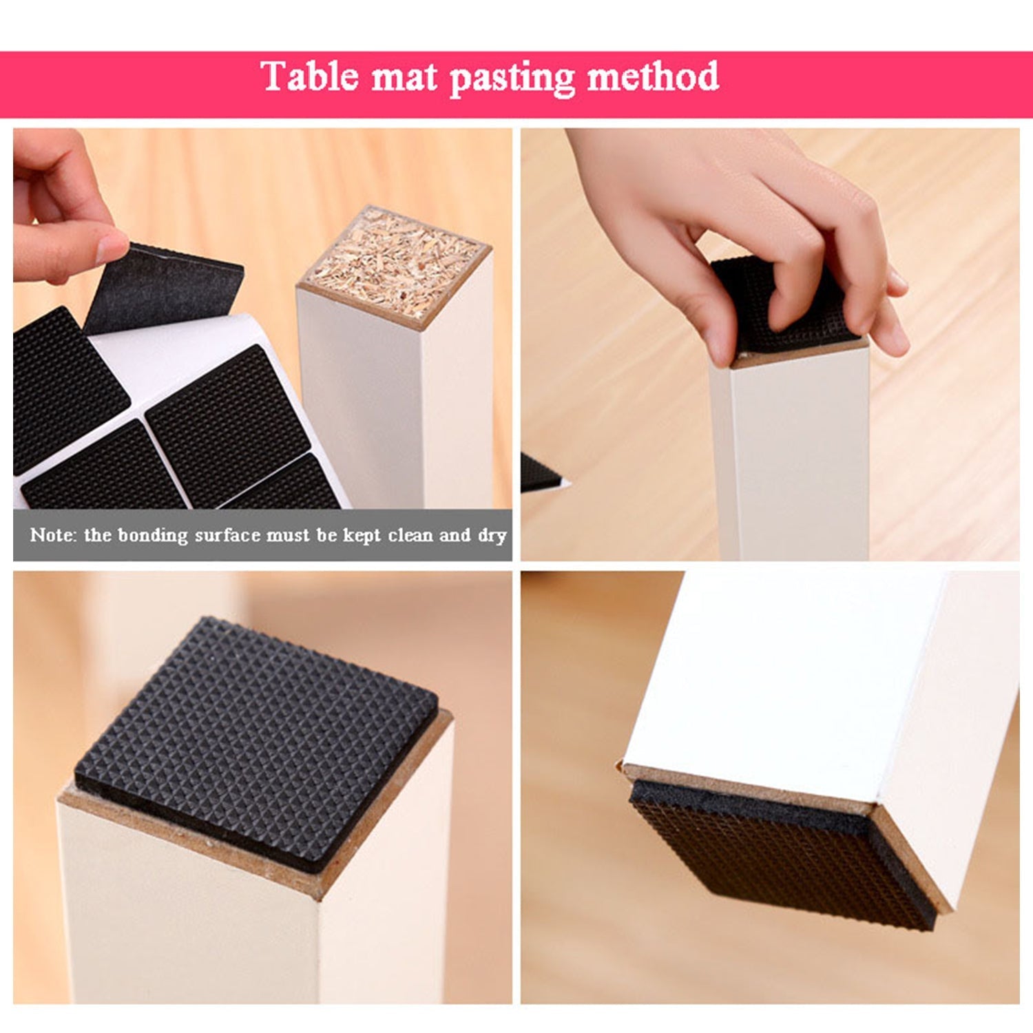Wukusy 28-piece rubber furniture pads with self-sticking non-slip design for noise reduction and furniture protection.