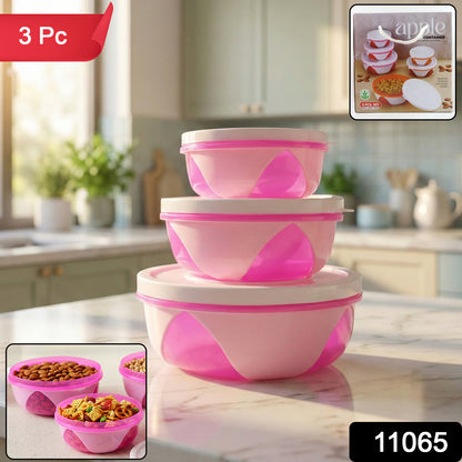 Set of three Wukusy plastic storage containers with lids, ideal for kitchen organization and food storage.