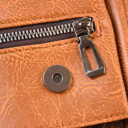 Wukusy premium faux leather multipurpose messenger briefcase with shoulder strap for office use, showing sleek design and adjustable strap