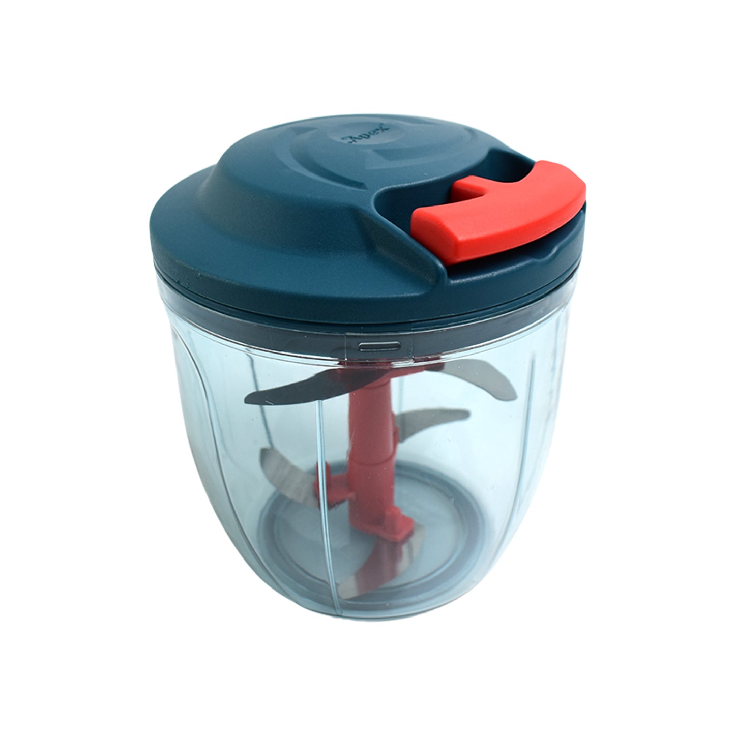 Wukusy Apex Speed-x hand-powered vegetable chopper with 1000 ml capacity, shown with chopped vegetables in a modern kitchen.