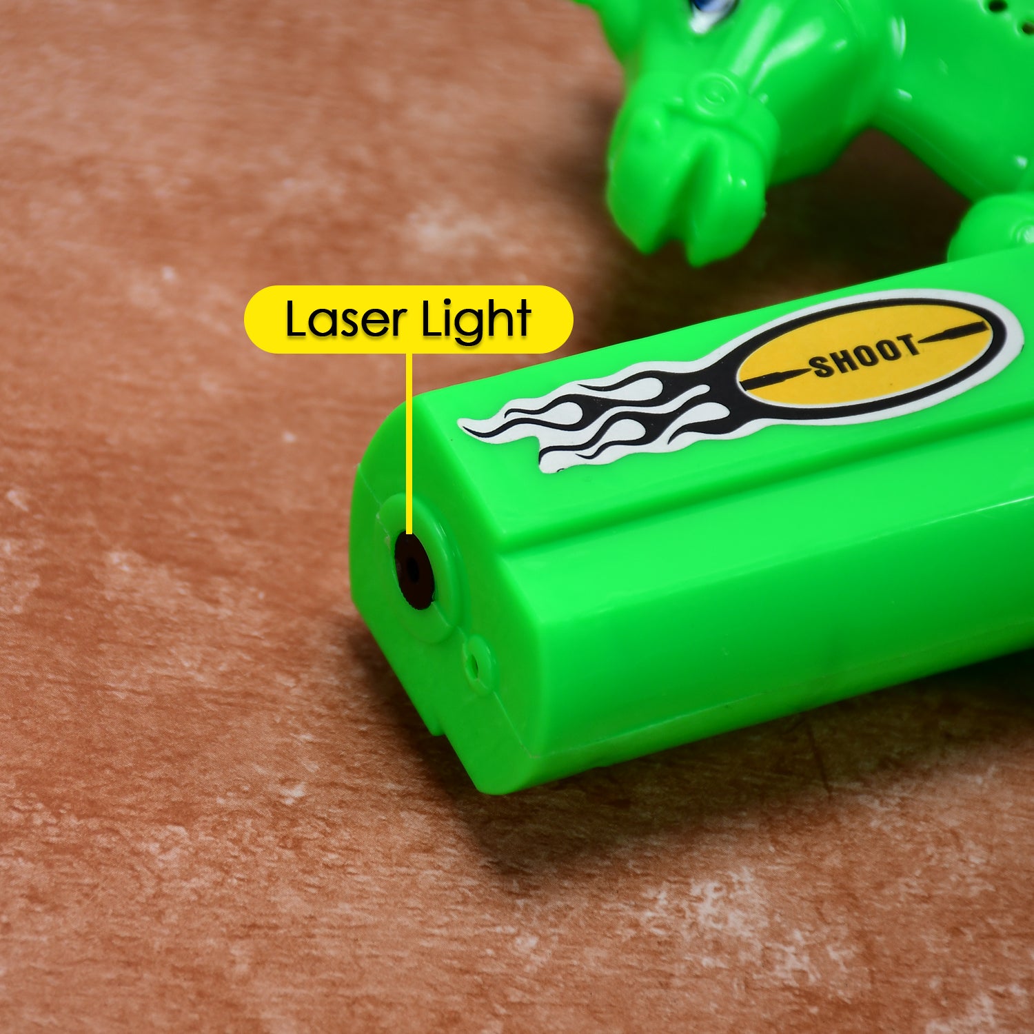 Wukusy 4411 musical laser light effect gun toy for kids, featuring colorful laser beams and playful design for entertainment.