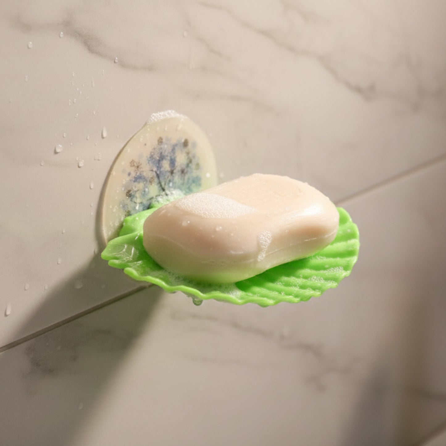 Wukusy premium self-adhesive wall-mounted soap holder tray for bathroom storage, adhesive design with soap compartment.