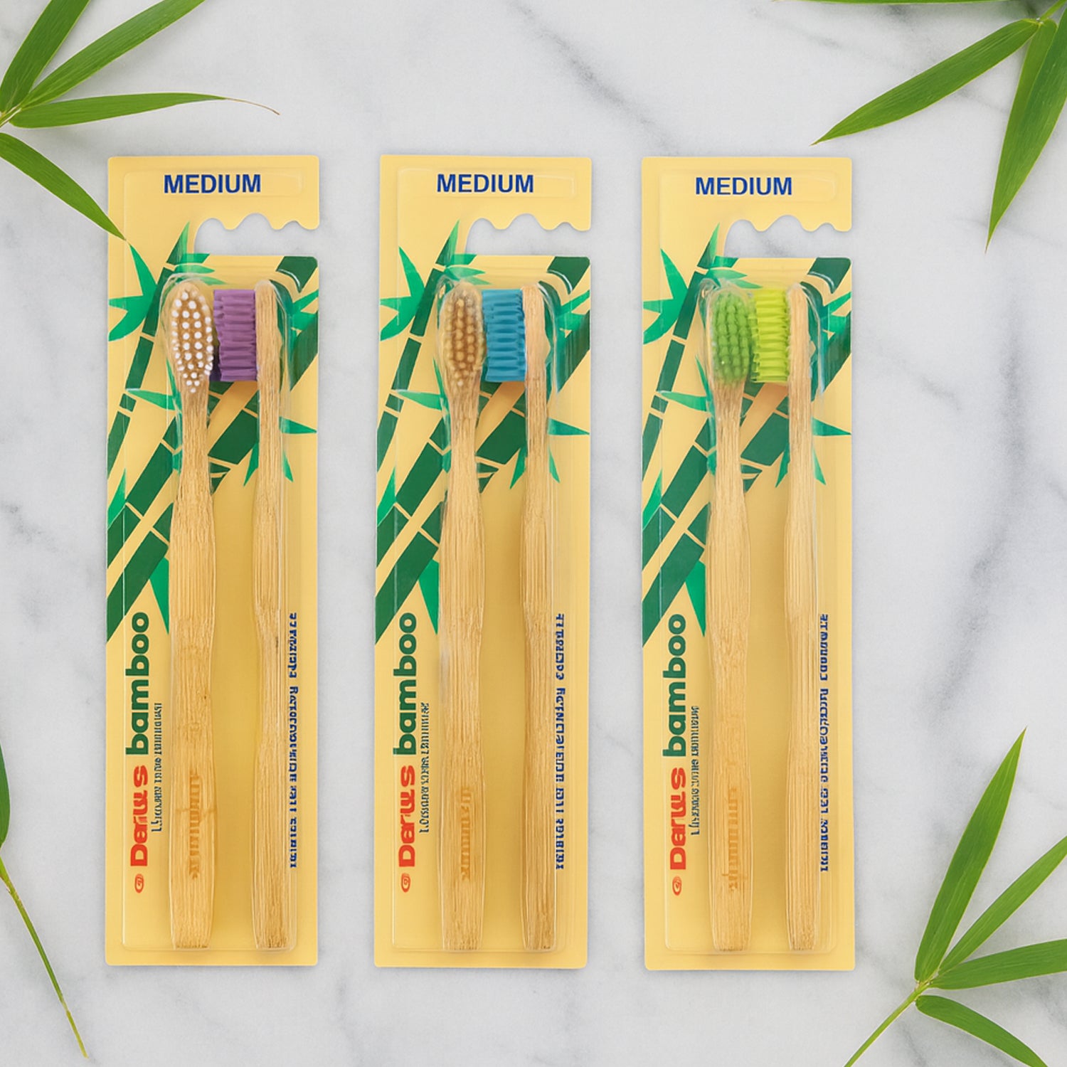 Wukusy eco-friendly bamboo toothbrush twin pack with 24 toothbrushes, natural bamboo handles and soft bristle heads.