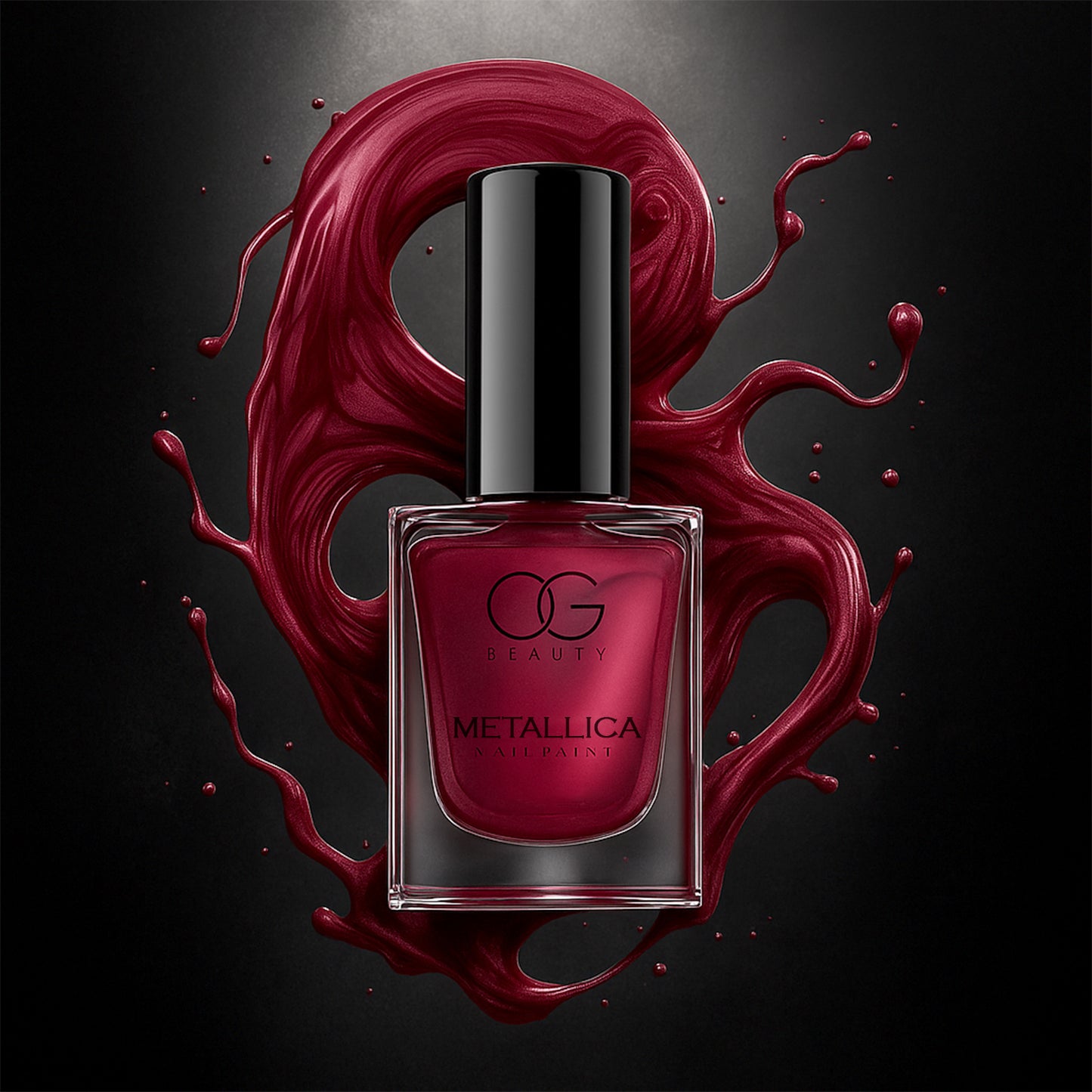 Wukusy Og Beauty Premium Scarlet Red Metallica nail polish bottle with 10ml capacity, vibrant red color, and metallic finish.