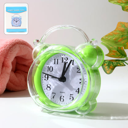Wukusy Classic Quartz Alarm Clock displaying time with round face and black hour and minute hands on a white background.