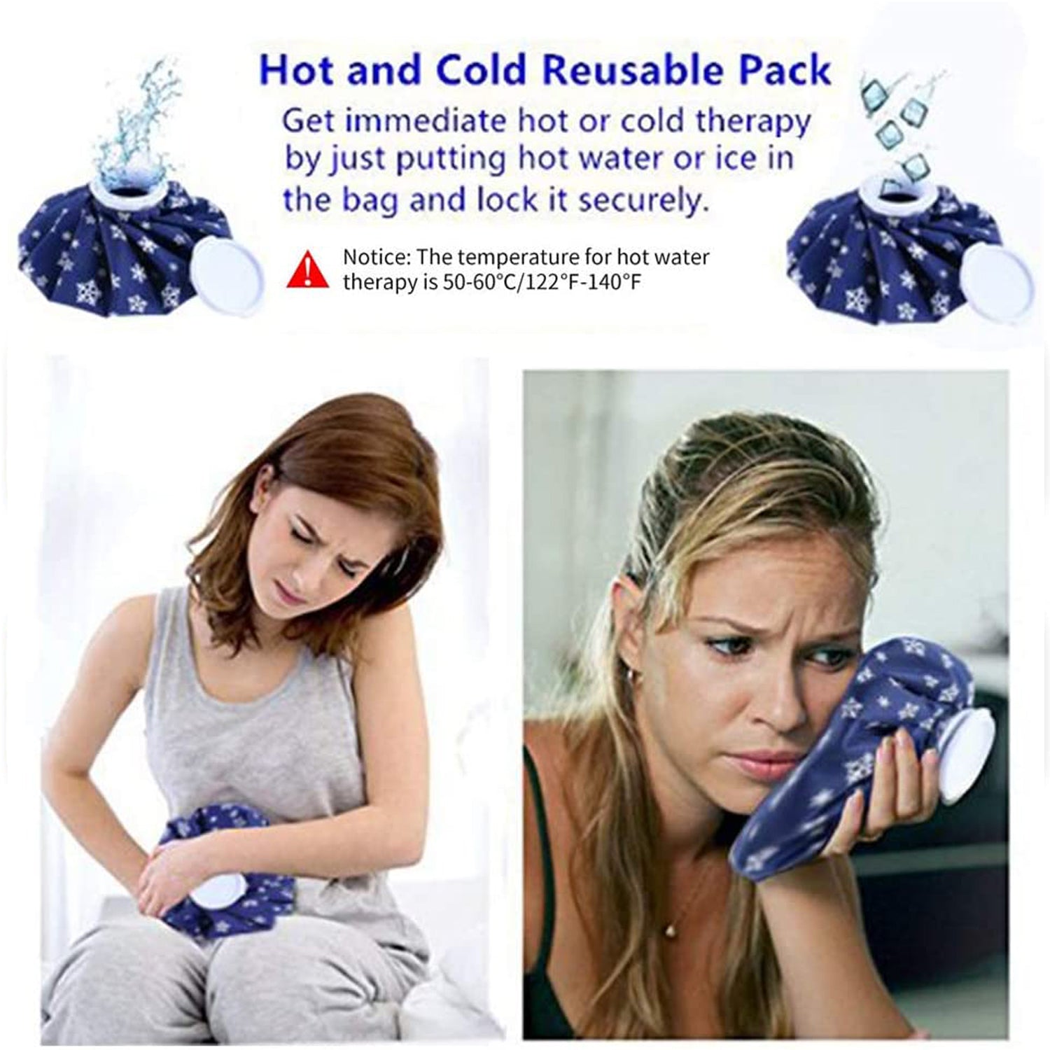 Wukusy 6165 pain reliever ice bag for joint pain relief, shown on a person's hand in a health care setting.