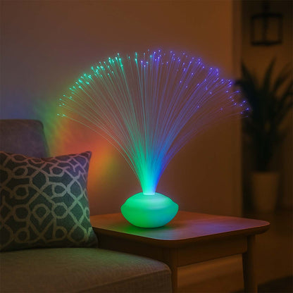 Fiber optic LED decorative lamp by Wukusy, featuring colorful light strands and sleek design, perfect for ambient lighting.
