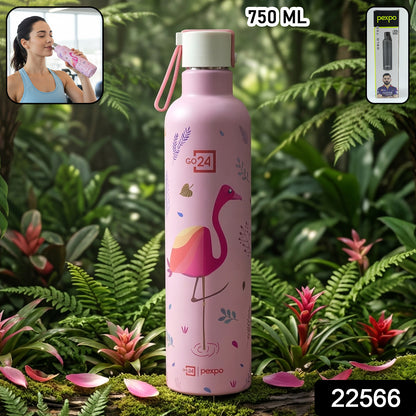 Wukusy Pexpo Oslo Art printed 750ml stainless steel insulated water bottle with colorful abstract design.