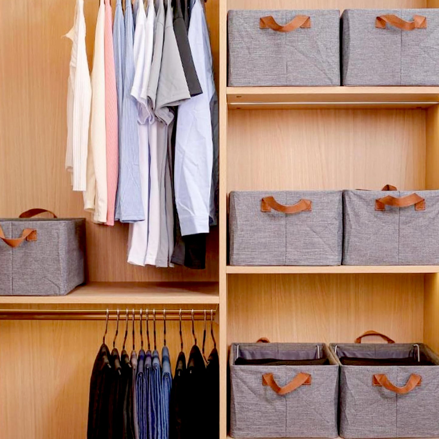 Wukusy foldable storage box with lid and handles, made of cotton and linen, used as nursery or bedroom organizer in home.