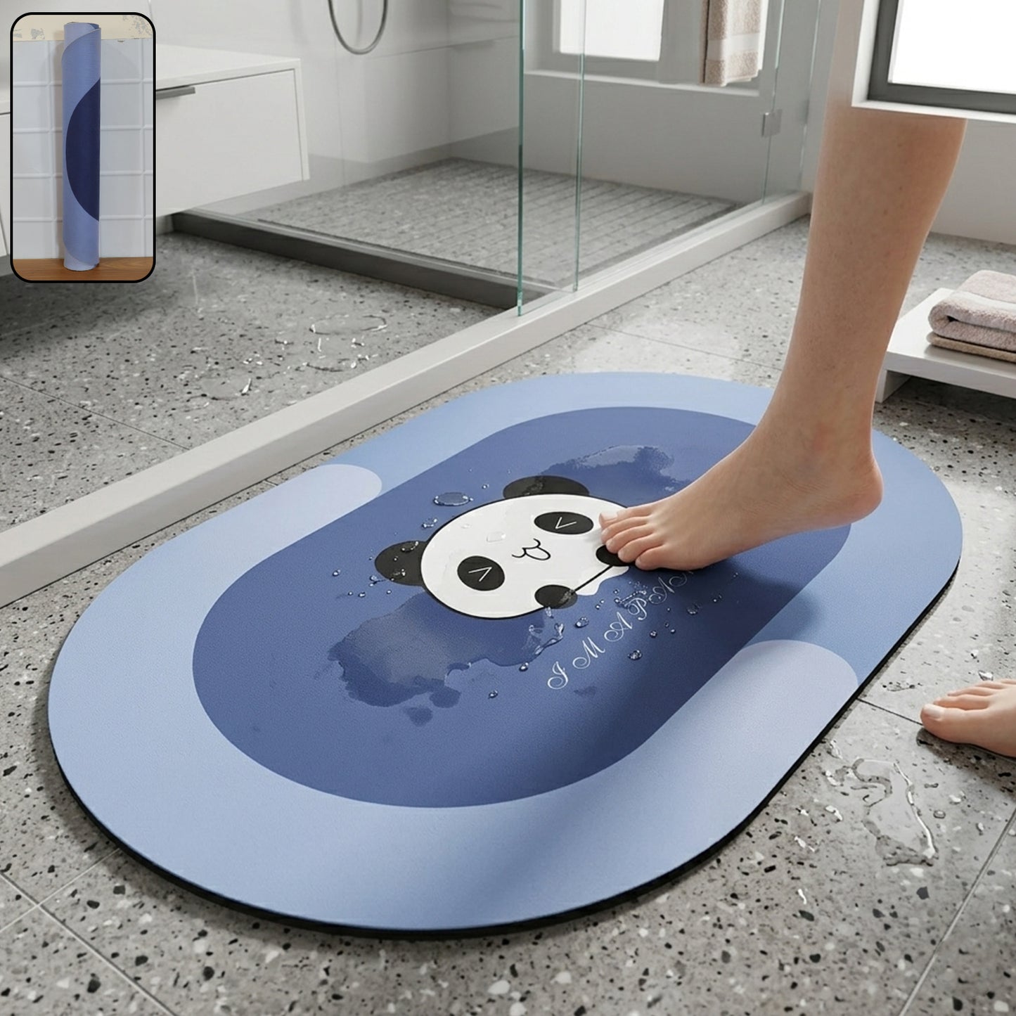 Wukusy premium soft anti-slip bathroom floor mat in beige, 79x50 cm, with textured surface for safety and comfort.