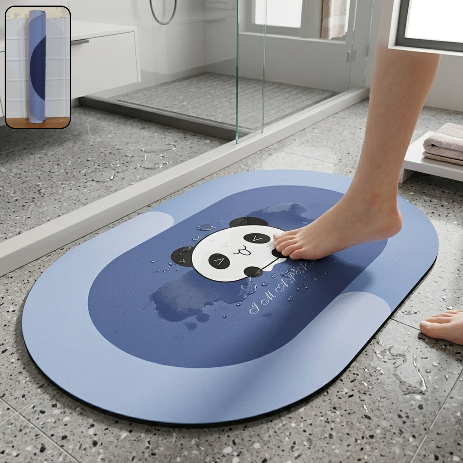 Wukusy premium soft anti-slip bathroom floor mat in beige, 79x50 cm, with textured surface for safety and comfort.