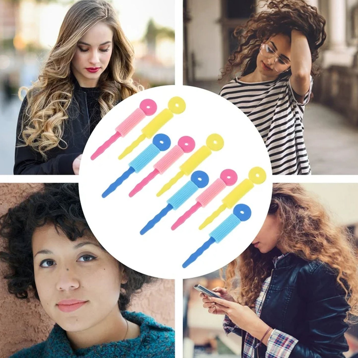 Set of three soft foam hair curling rollers by Wukusy for gentle, easy curling and volumizing hair styling.