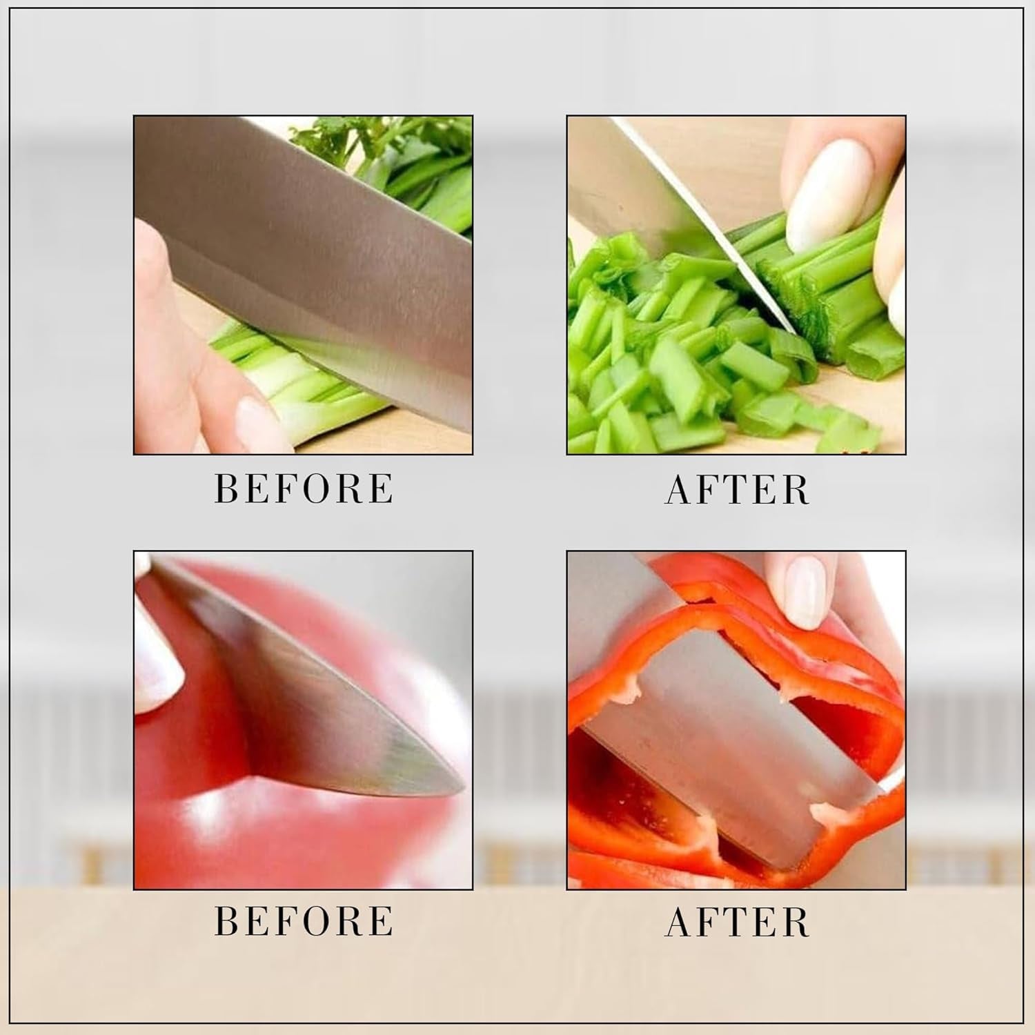 Wukusy 3-stage manual knife sharpener for steel and ceramic knives with ergonomic handle and sharpening slots.