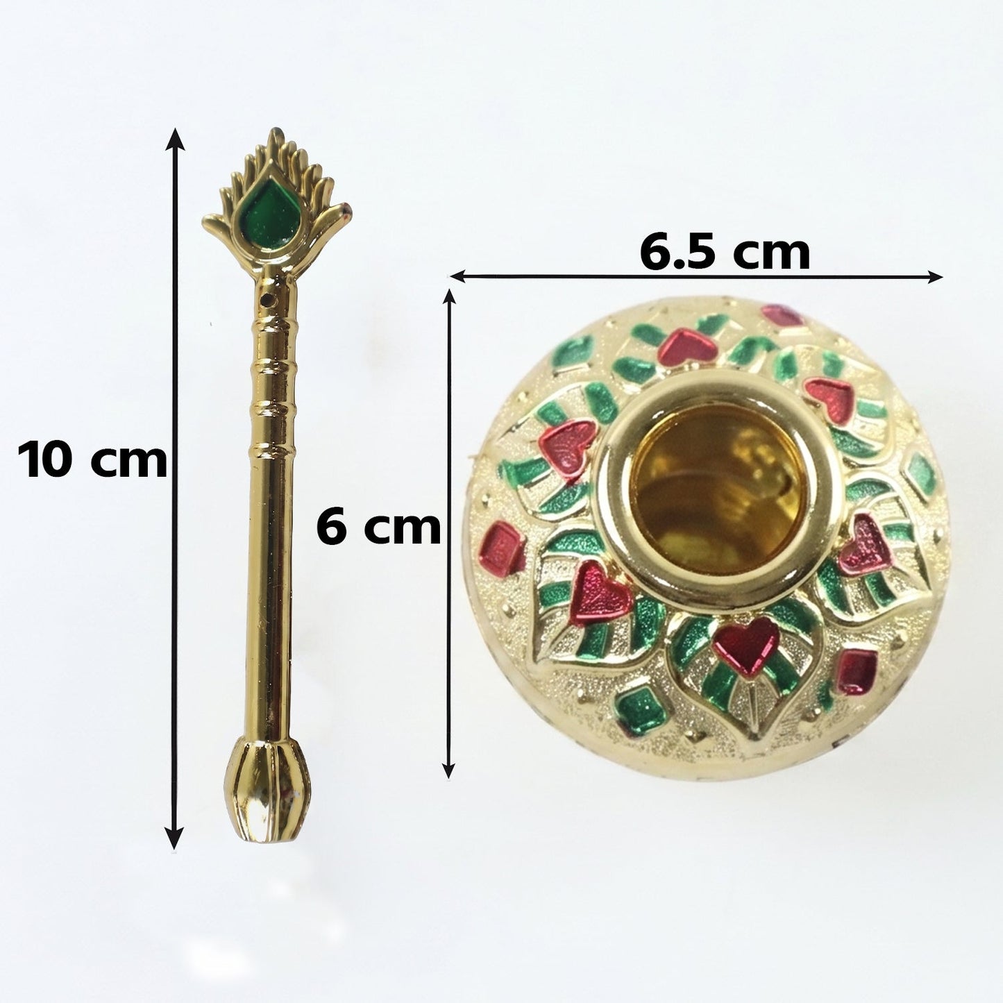 Wukusy Laddu Gopal Makhan Matki decorative pooja pot set with spoon, featuring intricate designs and traditional craftsmanship.