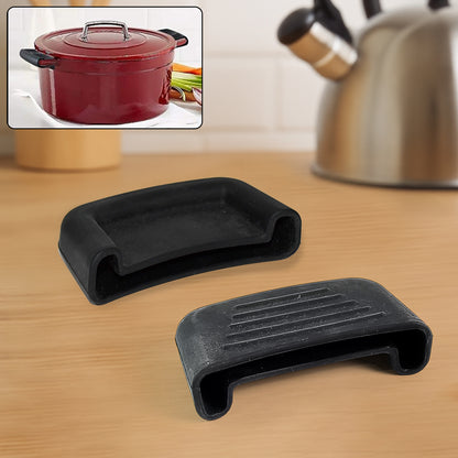 Wukusy silicone rubber pot handle sleeve cover, set of 2, heat-resistant kitchen accessories for cookware handles.
