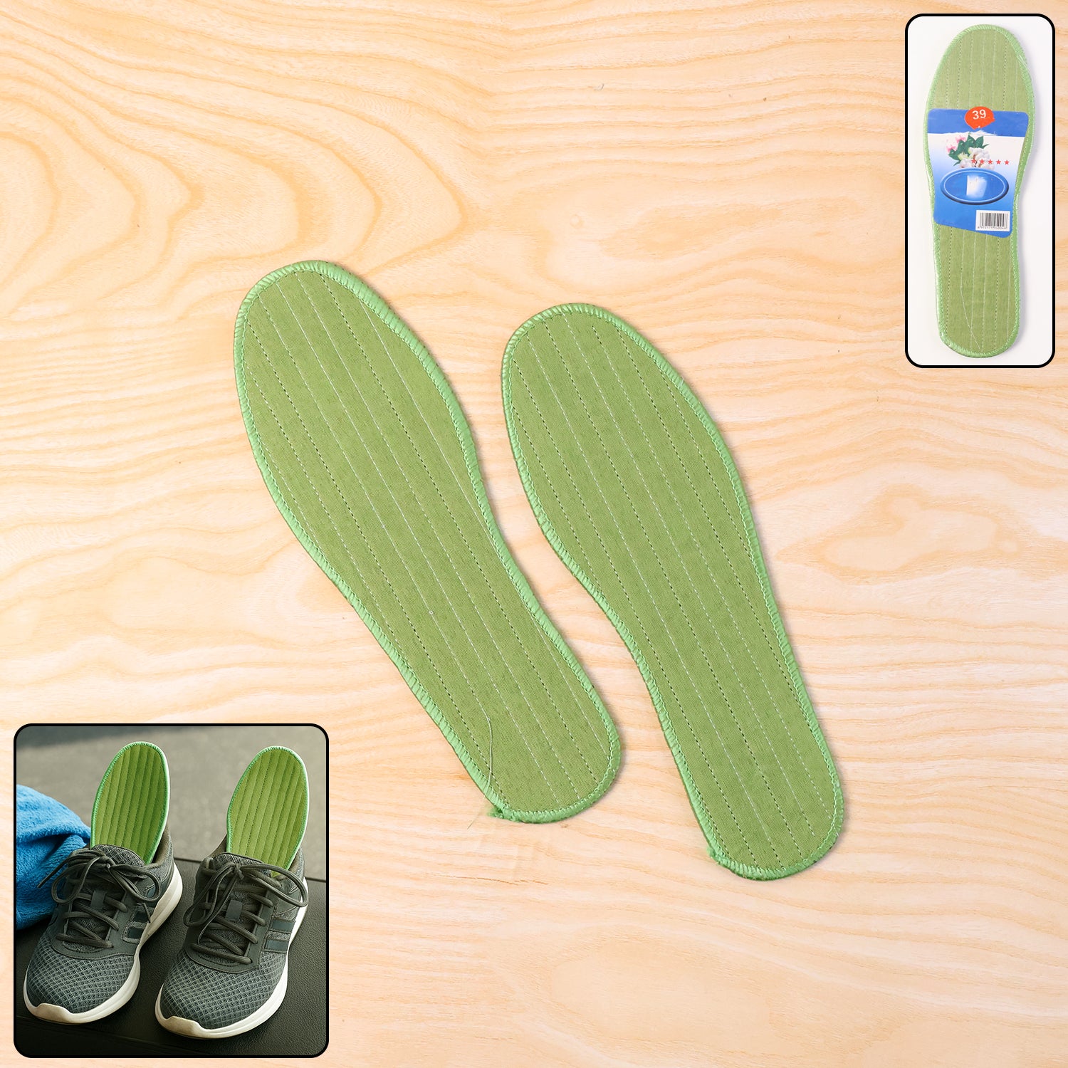 Wukusy premium comfort shoe insoles for size 39, providing daily foot support with a mix design, shown in the image.