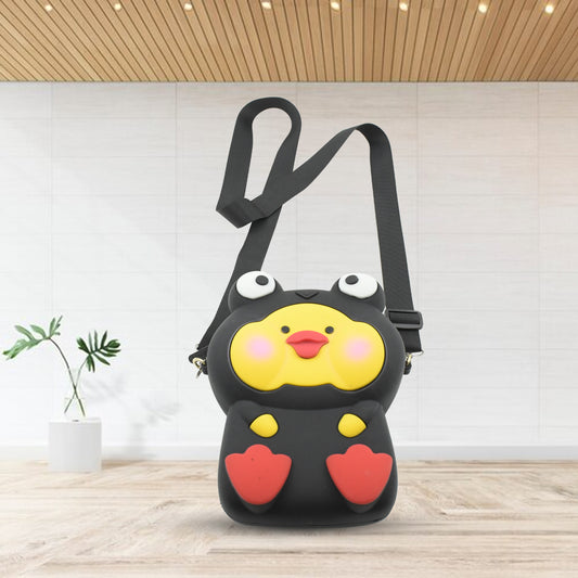 Colorful Wukusy cartoon girls backpack shoulder bag made of silicone, featuring cute designs, perfect for kids and women.