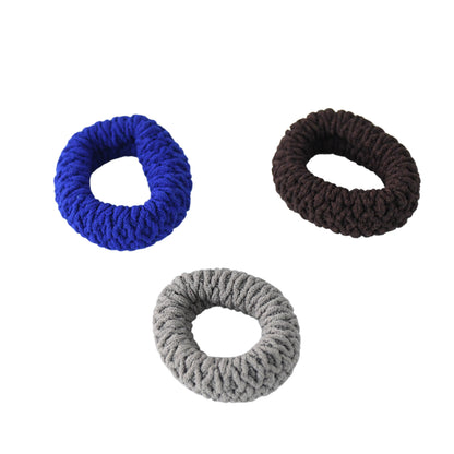 Wukusy multicolour tyre-shaped hair rubber bands pack of 3, stretchy hair ties with unique tyre design for styling.