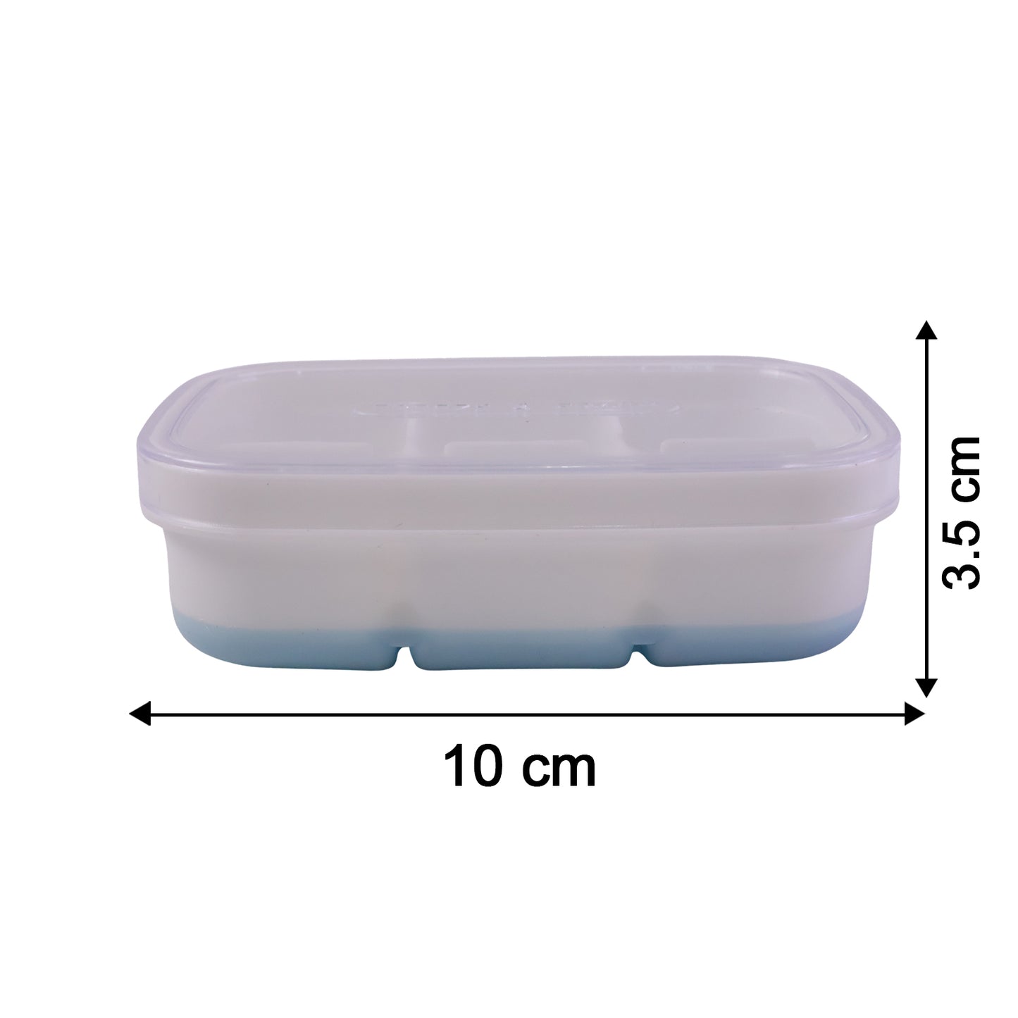 Mini plastic ice cube tray by Wukusy with six cavities for making compact ice cubes for beverages.