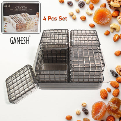 Wukusy Ganesh gift set with four dry fruit and candy containers on a tray, ideal as a versatile kitchen tool and gift.