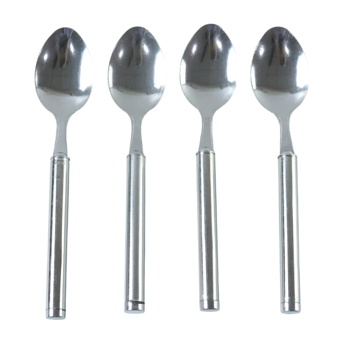 Wukusy stainless steel dinner spoon set with four polished spoons, ideal for everyday dining and table setting.