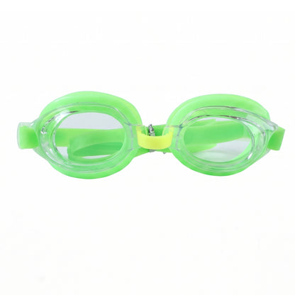 Wukusy premium swimming goggles with adjustable straps and clear lenses, stored in protective case for comfortable water use.