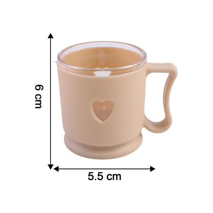 Six elegant Wukusy mini tea and coffee mugs with heart designs, 100ml capacity, arranged in a set on a white background.