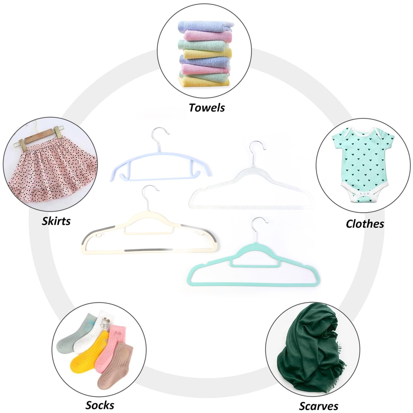 Wukusy Premium Mix Design Non-slip Clothes Hanger showing colorful, textured surface for secure clothing hanging.