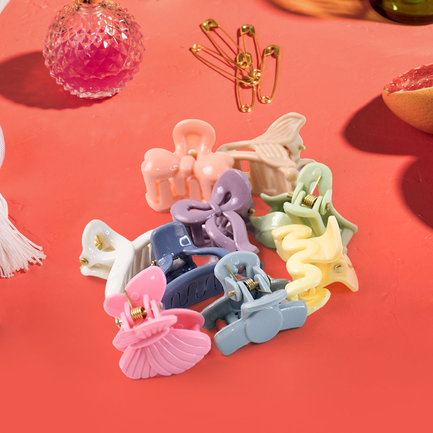 Set of six colorful Wukusy hair clips for girls and kids, featuring various fun and stylish hair accessory designs.