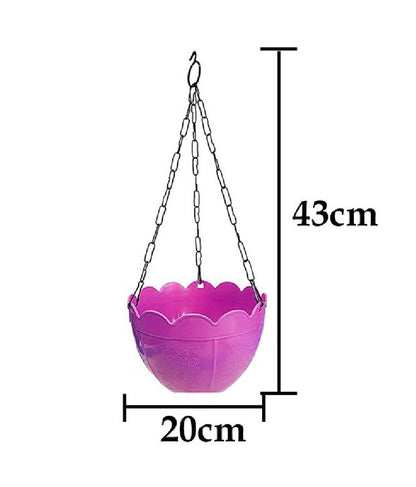 Wukusy flower pot with hanging chain for houseplants, garden, or balcony decoration, featuring a stylish design and lush greenery.