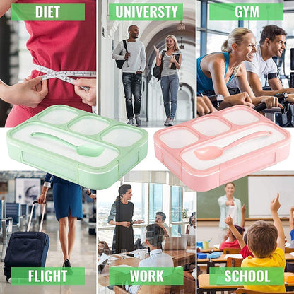 Wukusy 5212 lunch box with four compartments, leak-proof design, ideal for school and office use, made of durable plastic.