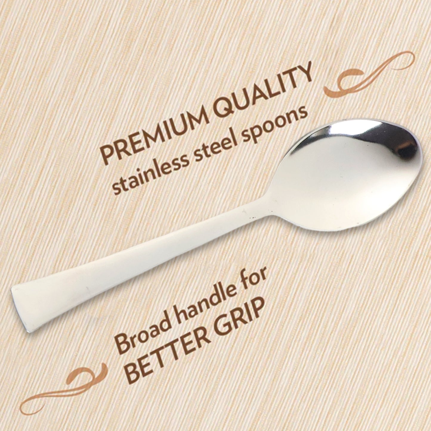 Set of three Wukusy everyday dining spoons for home and kitchen use, featuring sleek stainless steel design.