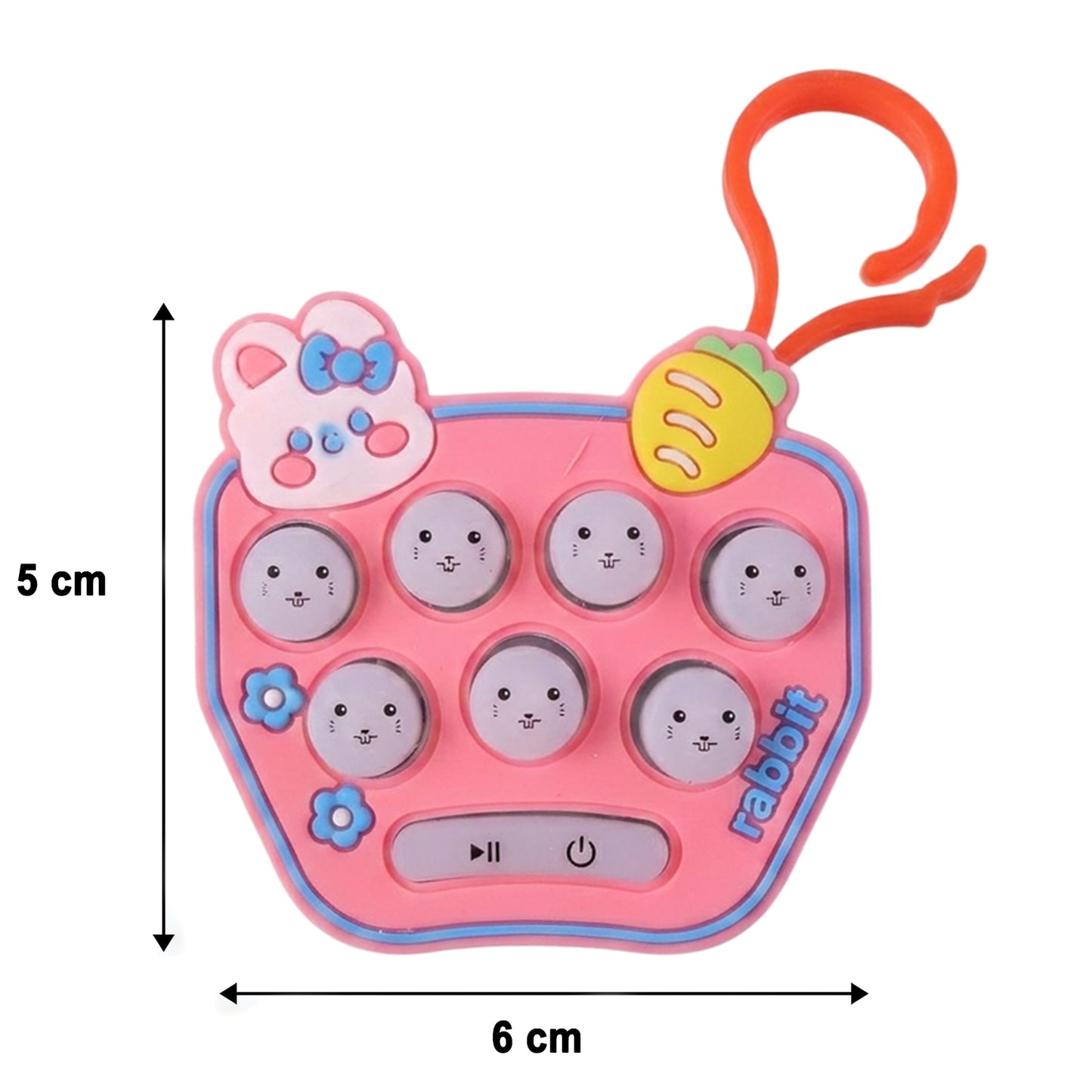 Wukusy cute cartoon music push button toy keychain with sound, featuring colorful mixed designs on a compact keyring accessory.