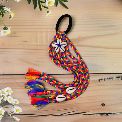 Colorful braided hair accessory with a stylish Kodi string bow by Wukusy, perfect for adding a vibrant touch to hairstyles.