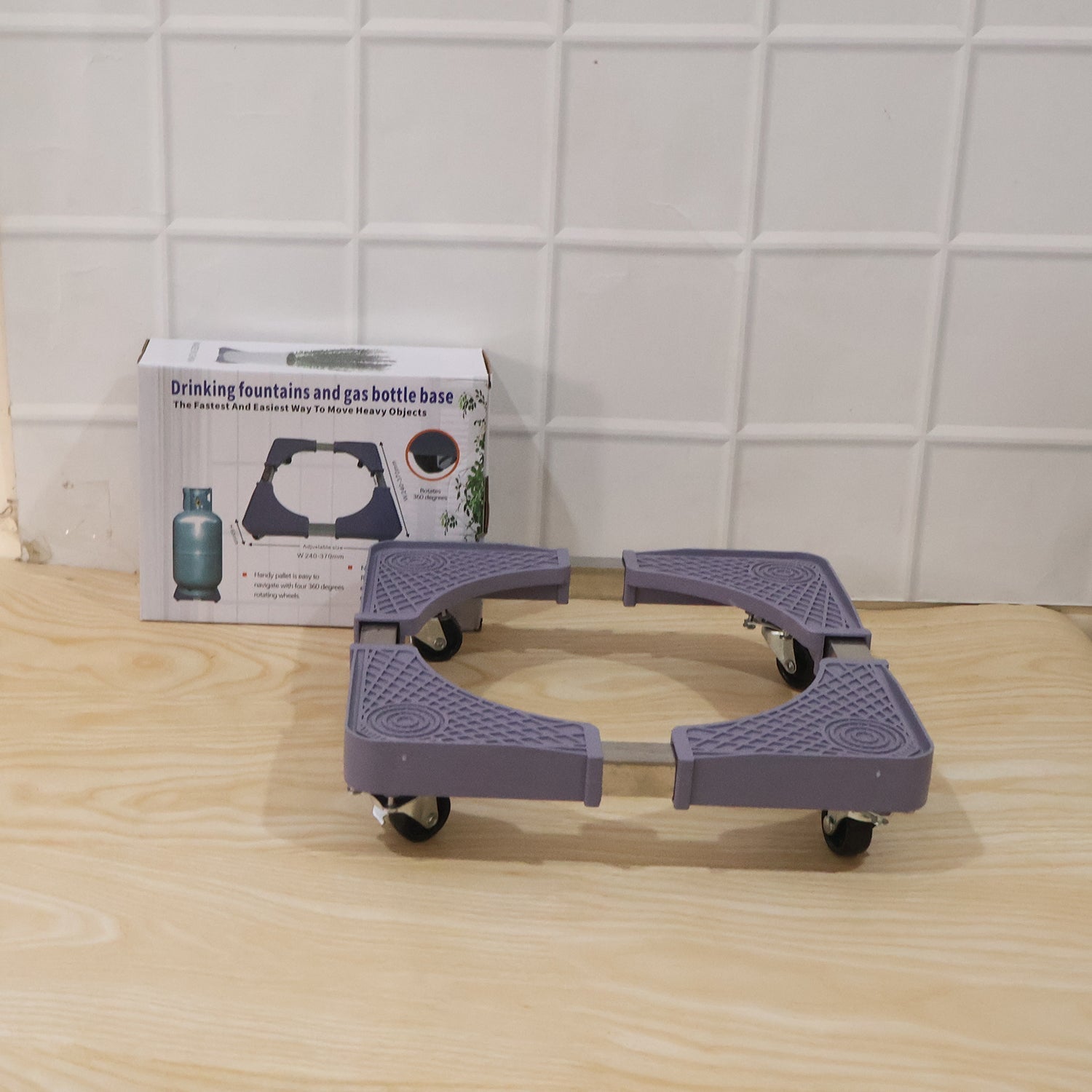 Wukusy washing machine stand with wheels, adjustable and movable base for fridge or appliances, shown with a sleek metal frame.